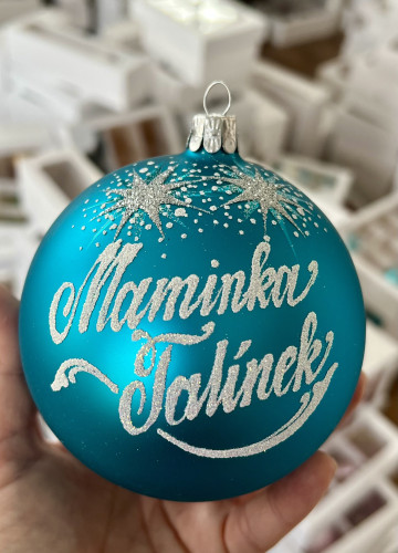 10cm s textem, tyrkys